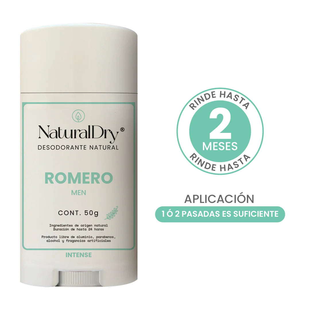 Desodorante natural en barra para HOMBRE (Aroma Romero con alumbre) NaturalDry