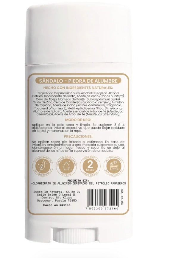 Desodorante natural en barra (Aroma Sándalo Extra Protección) Natural Dry