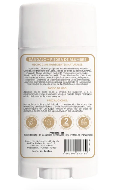 Desodorante natural en barra (Aroma Sándalo Extra Protección) Natural Dry