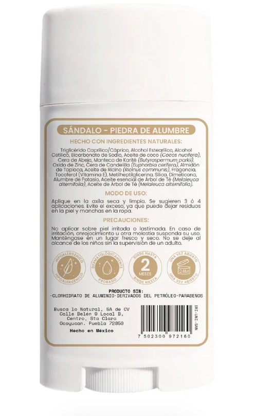Desodorante natural en barra (Aroma Sándalo Extra Protección) Natural Dry