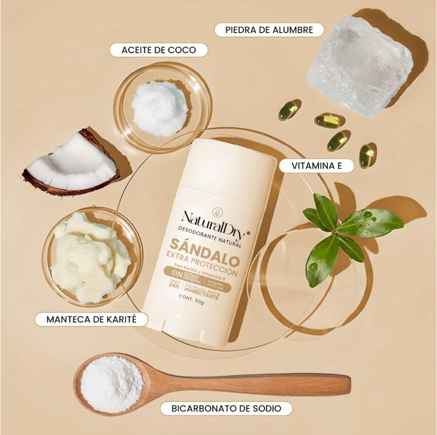 Desodorante natural en barra (Aroma Sándalo Extra Protección) Natural Dry