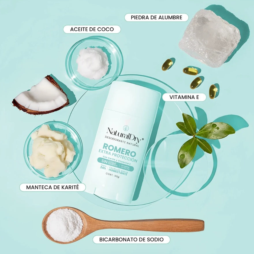 Desodorante natural en barra (Aroma Romero con alumbre) NaturalDry