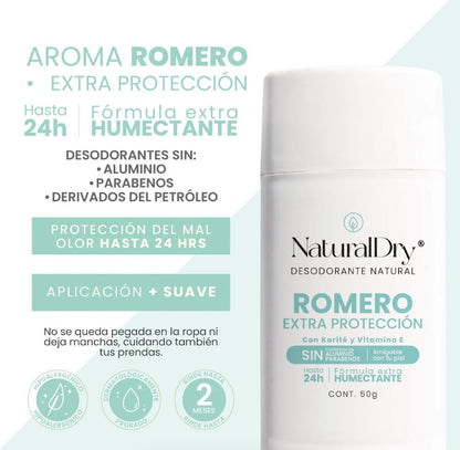 Desodorante natural en barra (Aroma Romero con alumbre) NaturalDry