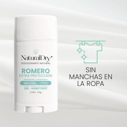 Desodorante natural en barra (Aroma Romero con alumbre) NaturalDry