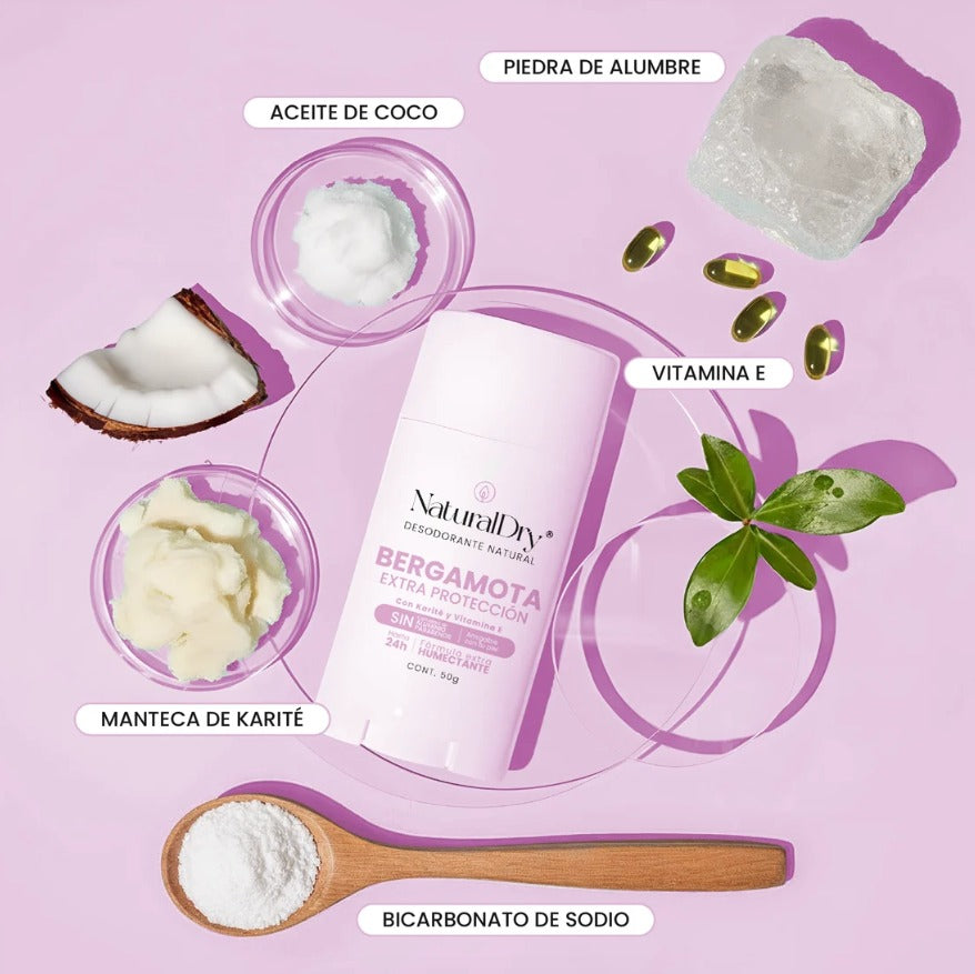 Desodorante natural Natural Dry MUJER INTENSE en barra - Aroma Bergamota con ALUMBRE