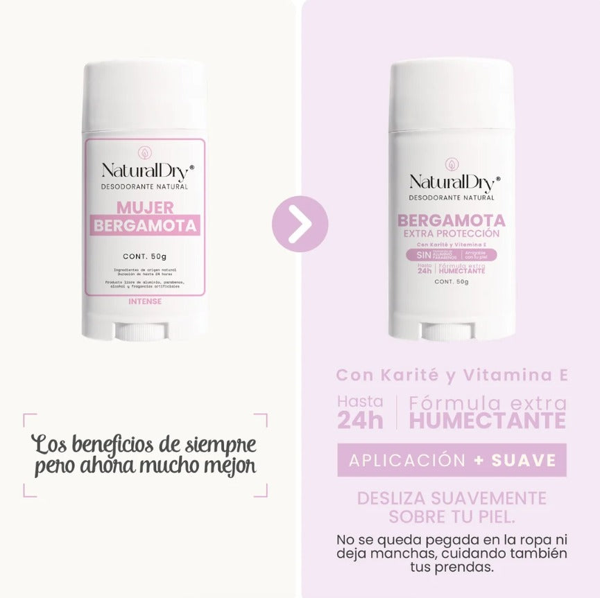Desodorante natural Natural Dry MUJER INTENSE en barra - Aroma Bergamota con ALUMBRE